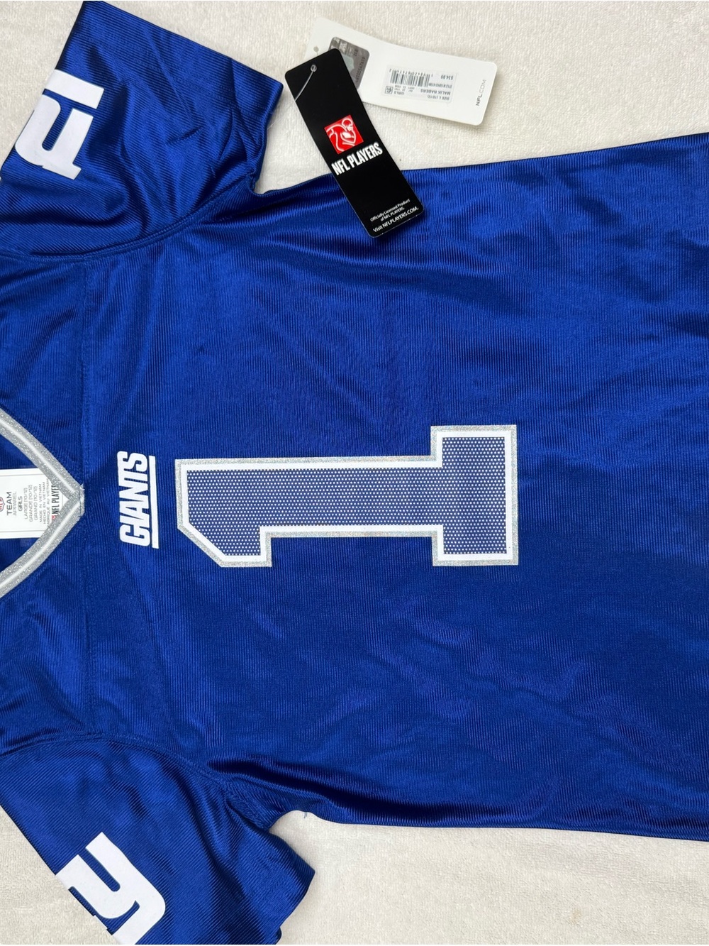 New York Giants Malik Nabers Royal Blue Girls Football Jersey.